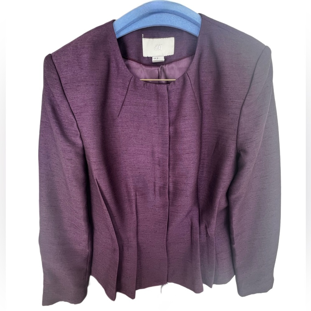 H&M Plum/Purple Peplum Jacket Zip Up - Size 8